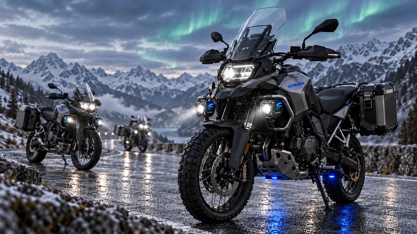 Aurora motorcycle auxiliary LED lighting