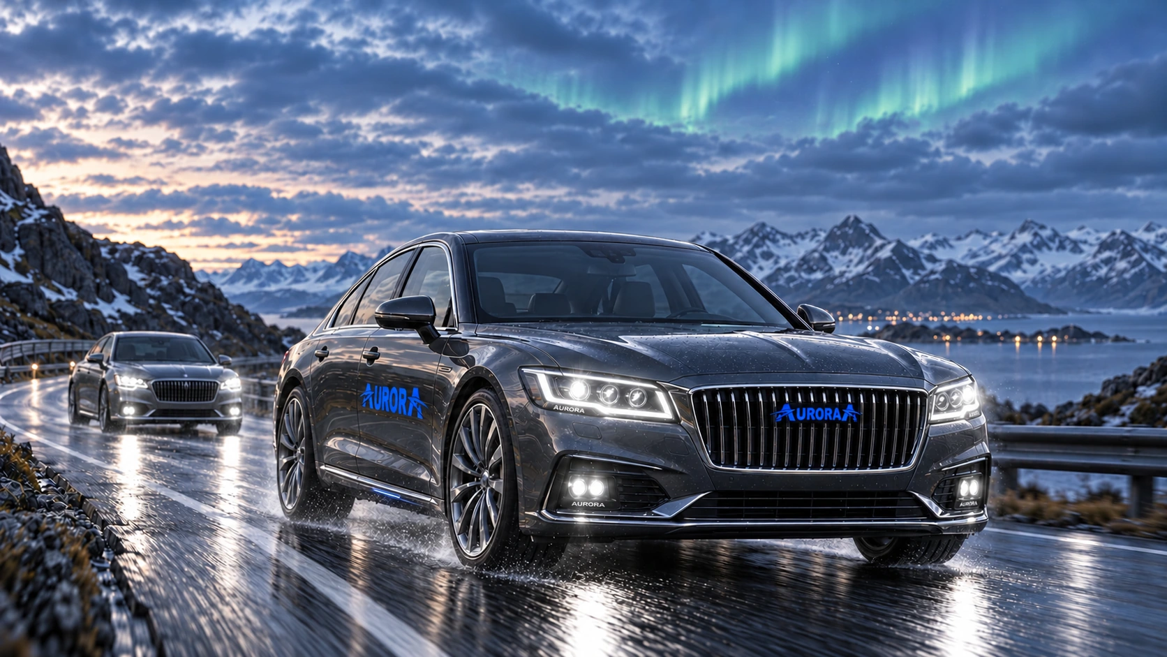 Aurora passenger-car LED headlight and fog lighting