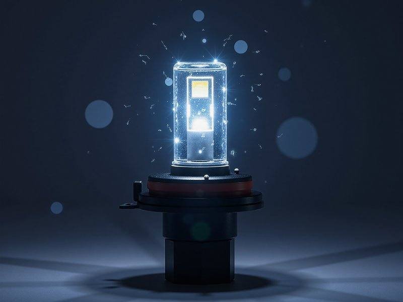 Vehicle headlight LED bulb close-up
