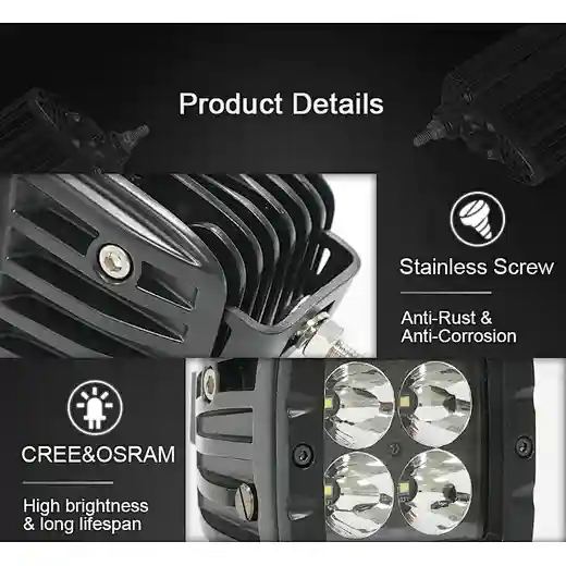 Super Bright Offroad Parts Flush Mount 40W Led Work Truck Light