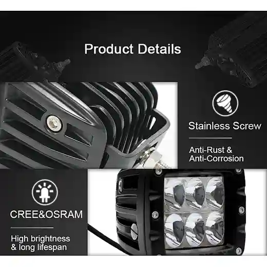 European Aurora 2022 New Technology led driving flashing light 12W led work ligh
