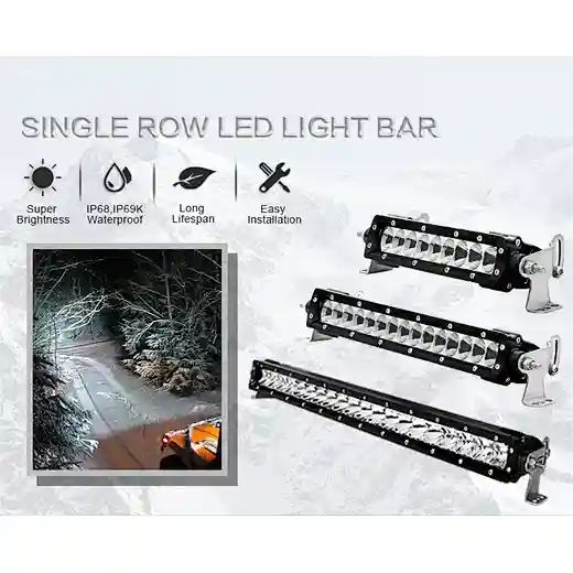 IP69K E-mark Offroad 4x4 Single Row 20'' ATV Led Flood Spot Light Bar