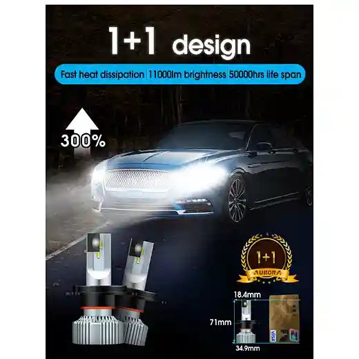 High Brightest Aurora Patent 1+1 Design V5 6000K-6500K Built in Driver  9006 H7