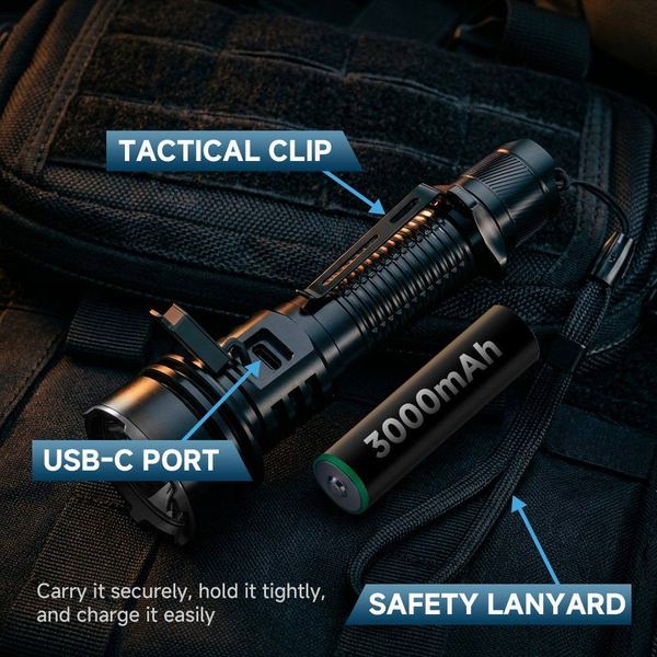 AURORA T1 High Power 2000LM Tactical Flashlight 488m