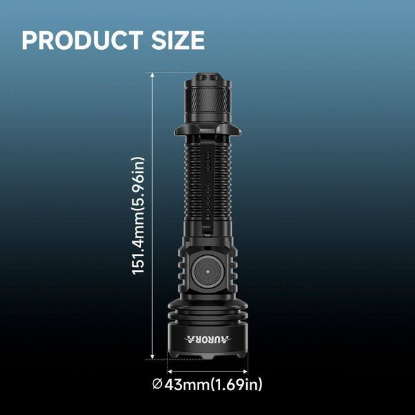 AURORA T1 High Power 2000LM Tactical Flashlight 488m