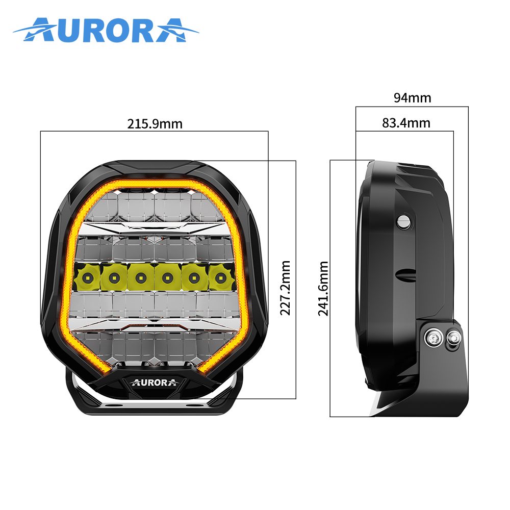 AURORA R11Y（with white/amber backlits） LED Driving Lights