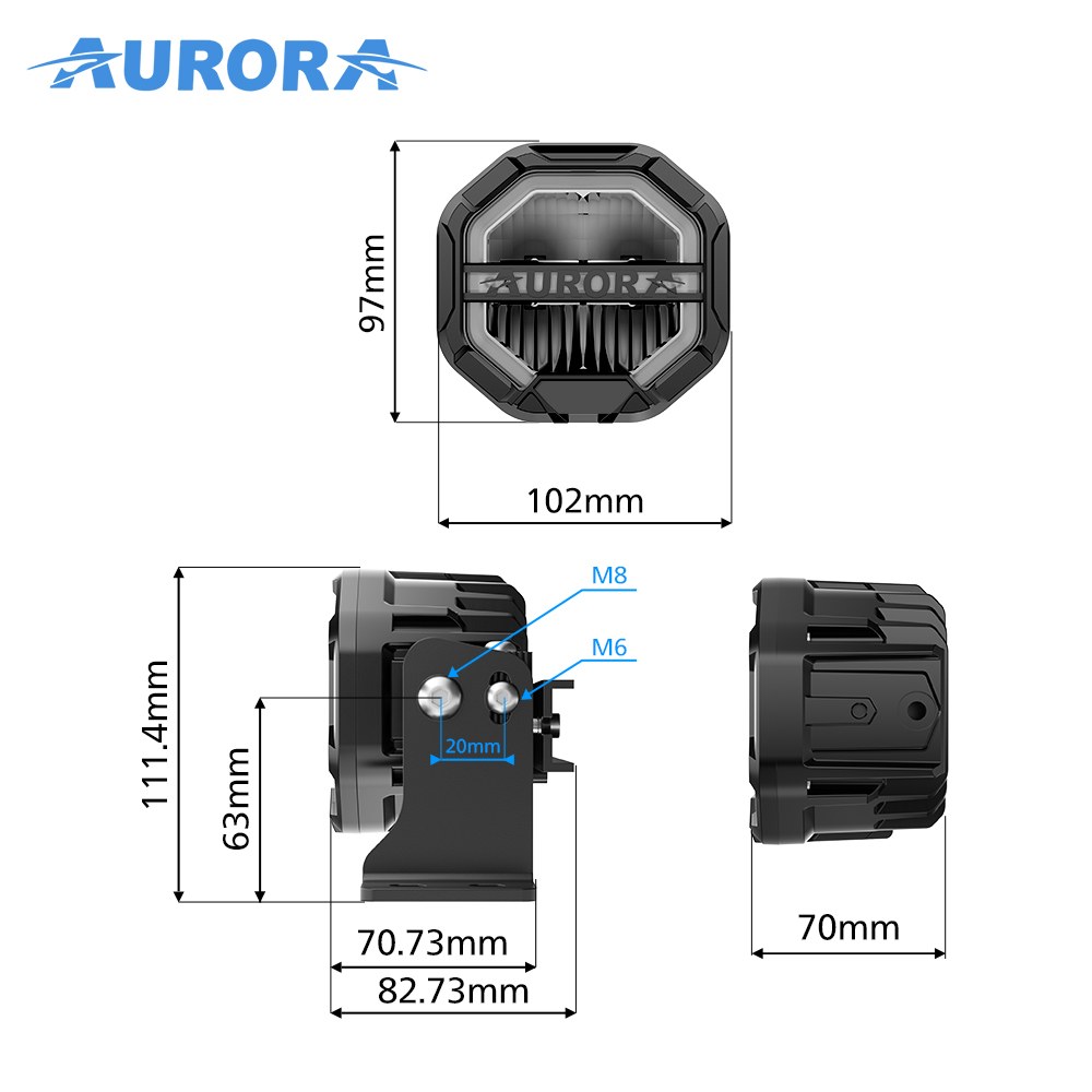 AURORA W-4-R12T3-AW Emark R149 Approved Dual Color backlits LED Driving Light
