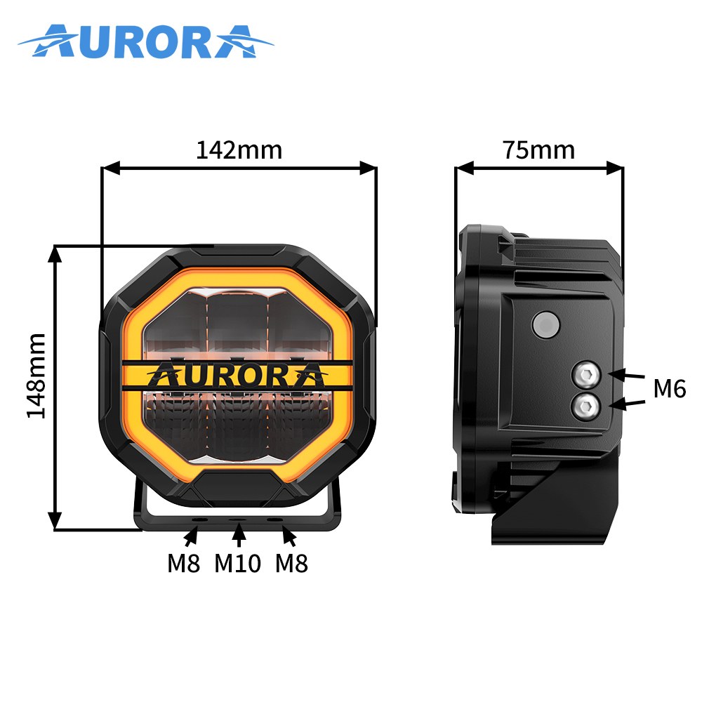 AURORA W-6-R19Y-Q-APP APP RGB backlits LED Driving Lights